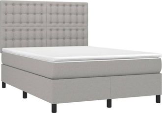 vidaXL Vidaxl - Cama Box Spring Con Colch&oacute;n Tela Gris Claro 140x200 Cm