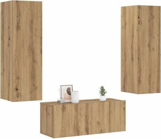 vidaXL Vidaxl - Muebles De Tv De Pared 3 Uds Madera Ingenier&iacute;a Roble Artesanal