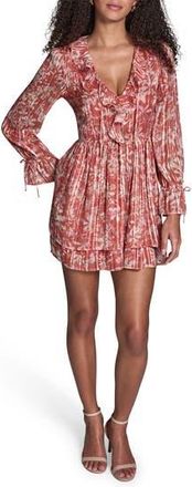 BCBGeneration Floral Chiffon Long Sleeve Minidress in Citrus Sunrise at Nordstrom Rack, Size 14