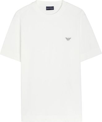 Emporio Armani Logo-embroidered Cotton T-shirt - White - XL