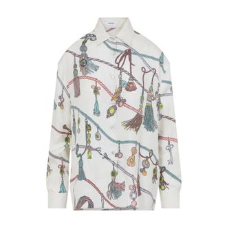Versace Zijden overhemd - Dames - Blouses & Shirts - Wit - Maat: M Zijde
