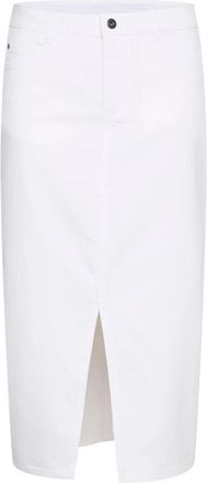 Kaffe Denim Rok met Hoge Taille en Voorsplit - Dames - Spijkerrokken - Wit - 3XL - Denim - Rokken