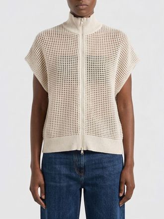 Brunello Cucinelli Cardigan con zip in misto cotone traforato Brunello Cucinelli