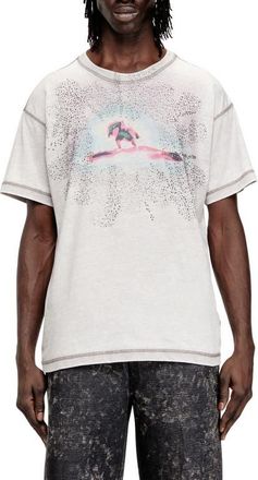 Diesel T-Norm Rhinestone Embellished Cotton Graphic T-Shirt in Grey at Nordstrom, Size X-Large