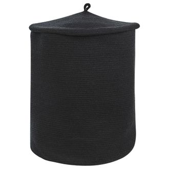 Beliani Beliani - Cesta De Algod&oacute;n Negro 52 Cm Patr&oacute;n A Rayas Tapa Accesorio Boho Silopi