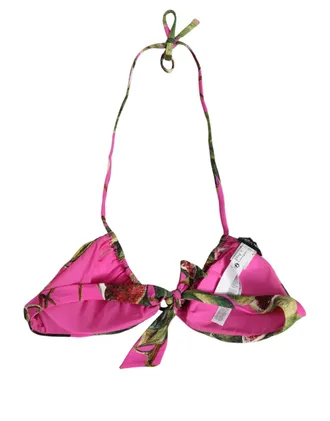 Dolce & Gabbana Fig Print Padded Triangle Bikini Top - Pink