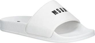 Msgm Logo Platte Zool Slide Sandaal - Dames - Sandalen - Wit - 37 EU - Schoenen