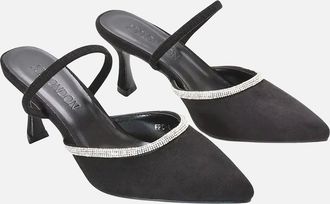 XY London Womens XY London Womens/Ladies Carlene Diamante Trim Pointed Mid Stiletto Court Pumps - Black - Size: 3