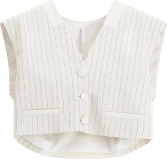 Imperial Vests, female, Beige, Size: M Short Striped Sleeveless Tailored Vest