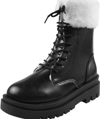 Generic Lace Up Winter Boots With Chunky Heel For Warmth And Comfortable Outdoor Walking Traction Snow Boots For Women(Black, 5.5)