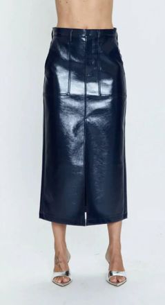 Pistola Denim Alice Utility Skirt In Navy Vinyl