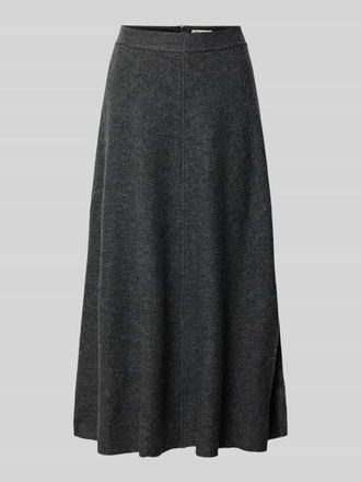 Marc O'Polo Ausgestellter Midi-Rock aus Viskose-Woll-Mix in Dunkelgrau Melange, Größe 38