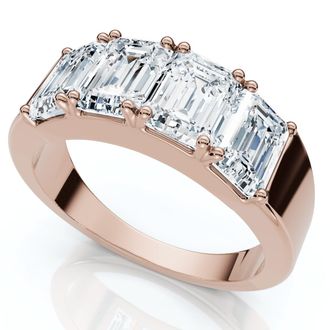 Pompeii3 2 1/4Ct Tetrad Diamond Ring Emerald Cut Anniversary Band 14k Gold/Pt Lab Grown