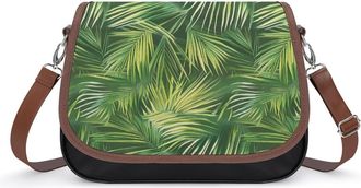 Generic Palm Leaf Tropical Plant Womens Crossbody Bag Fashion Shoulder Handbags Message Tote Bag with Adjustable Strap