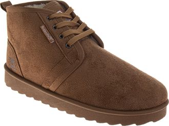 Avalanche Mens Cozy Suede Fleece Ankle Boots Warm Indoor Outdoor Lace-Up Boys House Shoes with Non-Slip Sole, Chestnut, 11 UK