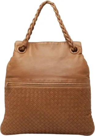 Bottega Veneta Intrecciato Brown Leather Handbag Tote Bag (Pre-Owned)