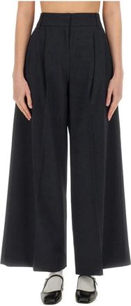 Max Mara Nichols Broeken - Dames - Wijde Broeken - Blauw - S - Wol - Broeken