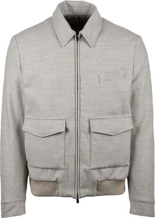 LUIGI BORRELLI NAPOLI Aviator Jacket - Heren - Bomber jackets - Beige - M - Wol - Jassen