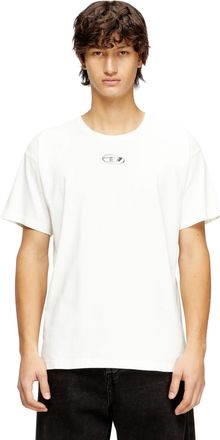 Diesel Light cotton T-shirt with metallic Oval D logo - T-Shirts - Man - White