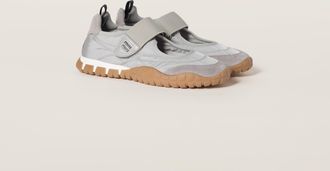 Miu Miu Tyre technical fabric and suede ballerinas