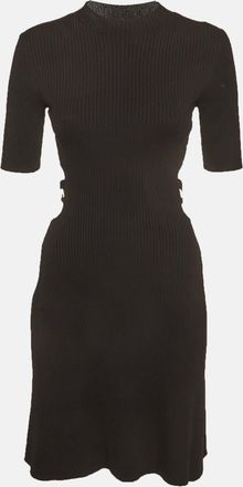 Maje Black Rib Knit Waist Cut-Out Mini Dress