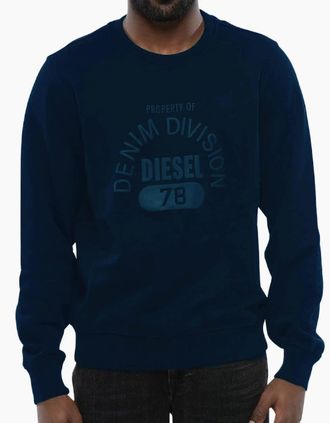 Diesel Mens Diesel Denim Division Logo Navy Blue Sweatshirt - Size: 38