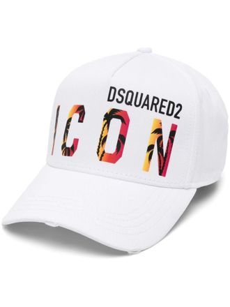 Dsquared2 Mens Icon Tropical Baseball Cap White Cotton - One Size