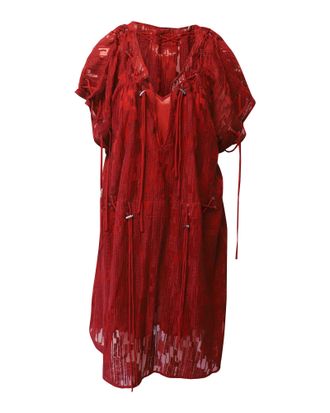 Iro Iro Lace-Up Midi Dress in Red Polyester