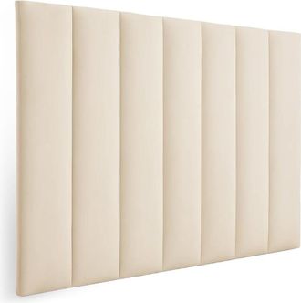 Colch&oacute;n Morfeo Cabecero tapizado de l&iacute;neas verticales beige, cama 90 cm, 100x120 cm