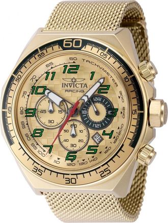 Invicta Racing Chronograph GMT Quartz Gold Dial Mens Watch 47902