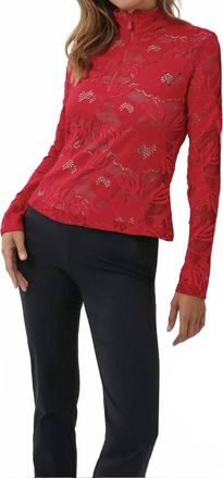 Anatomie Lace Stacey 1/4 Zip Long Sleeve Top In Atomic Red