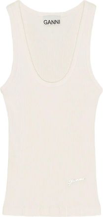 Ganni Canotta a coste - Bianco