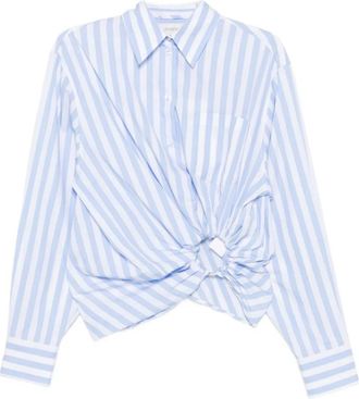 Sportmax Sportmax, Shirts, female, Blue, Size: 2XS Striped Ring Detail Shirt