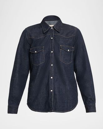 Nili Lotan Travis Denim Western Shirt