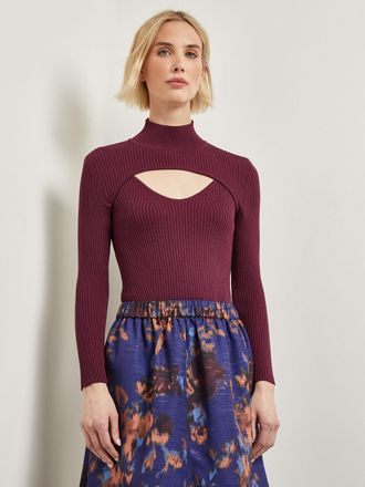 Misook Modern Fit Convertible Ribbed Soft Knit Top