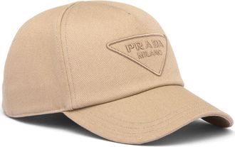 Prada logo-embroidered denim baseball cap - men - Cotton - M - Neutrals