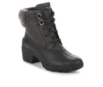 Sperry Top-Sider Syren STS86768-001 Boots Womens 8 Black Faux Fur Ankle Block Heel KHD684