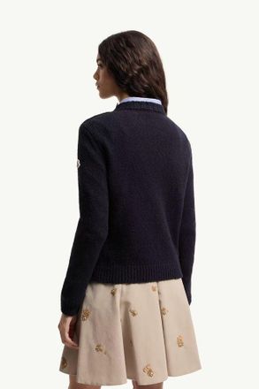 Moncler Logo-Embroidered Knit Sweater - Navy