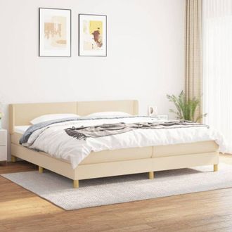 vidaXL Vidaxl - Cama Box Spring Con Colch&oacute;n Tela Color Crema 200x200 Cm