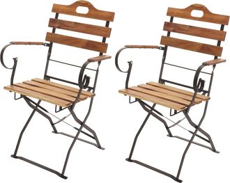 Hhg Juego De 2 Sillas De Jard&iacute;n Hhg 439, Silla Plegable Silla De Jard&iacute;n, Calidad Gastron&oacute;mica Acacia Certificada Mvg, Color Natural