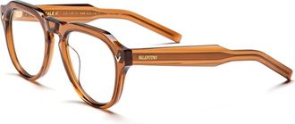 Valentino Kristal Bruine Aviator Bril - Dames - Brillen - Bruin - ONE Size - Accessoires
