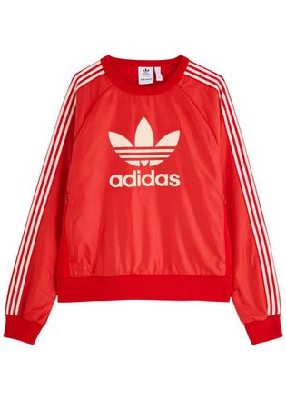adidas Logo Shell and Jersey Sweatshirt - Red - S (UK8-10 / S)