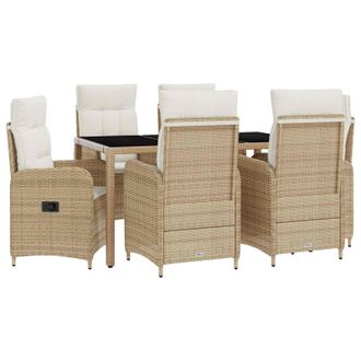 vidaXL Juego De Comedor Para Exteriores 7 Pcs Beige Y Blanco Crema Vidaxl