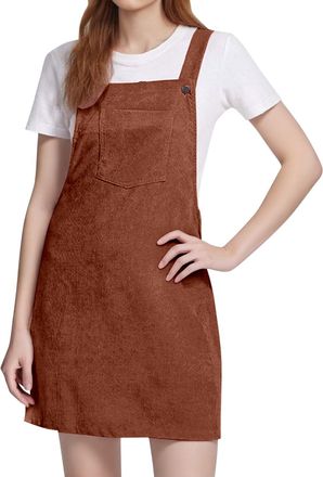 Generic Womens Cute Corduroy Overall Bib Dress Pinafore Suspender Dress Skirt Jumper Casual Fashion Overalls Pinafore Short Dresses 2025 New