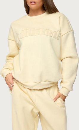 Edikted Jaylie Logo Sweatshirt in Light-Yellow at Nordstrom, Size X-Large