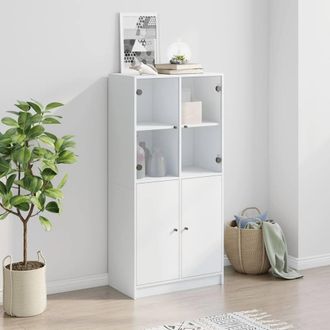 Berkfield Home Highboard with Doors White 68x37x142 cm Engineered Wood | Size: 68 x 37 x 142 cm
