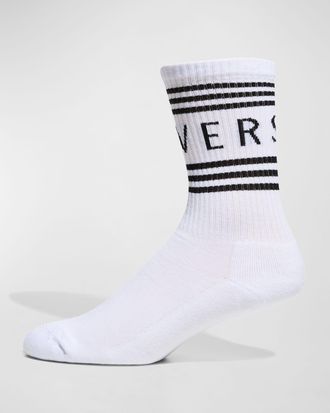 Versace Men & apos;s Athletic Band Logo Crew Socks