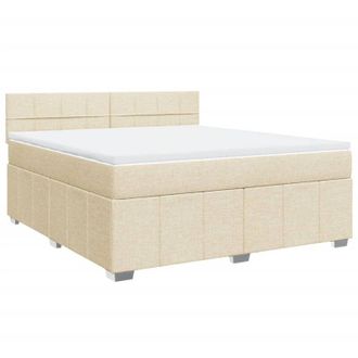 vidaXL Cama Box Spring Con Colch&oacute;n Tela Color Crema 180x200 Cm Vidaxl