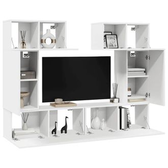 Berkfield Home Practical 6 Piece TV Cabinet Set White Engineered Wood
