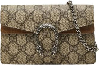 Gucci Pre-owned Cross Body Bags, female, Beige, Size: ONE SIZE Pre-owned Dionysus GG Supreme PVC Chain Shoulder Bag